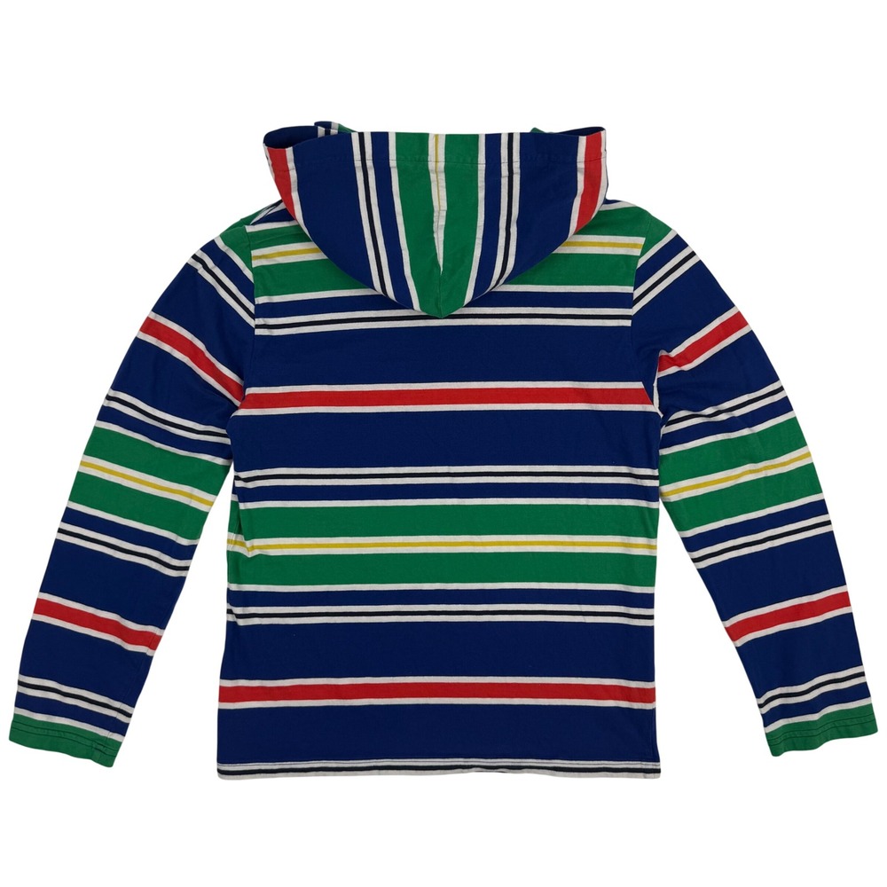 Polo Ralph Lauren Kids Large 14-16 Striped Hooded Long Sleeve T-Shirt Blue Green - Picture 4 of 5